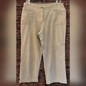J. Jill Pants Women's 18 Green Corduroy Wide Leg Coastal Grandma Relaxed Earthy